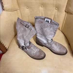 Frye Women's Gray Leather Combat Boots